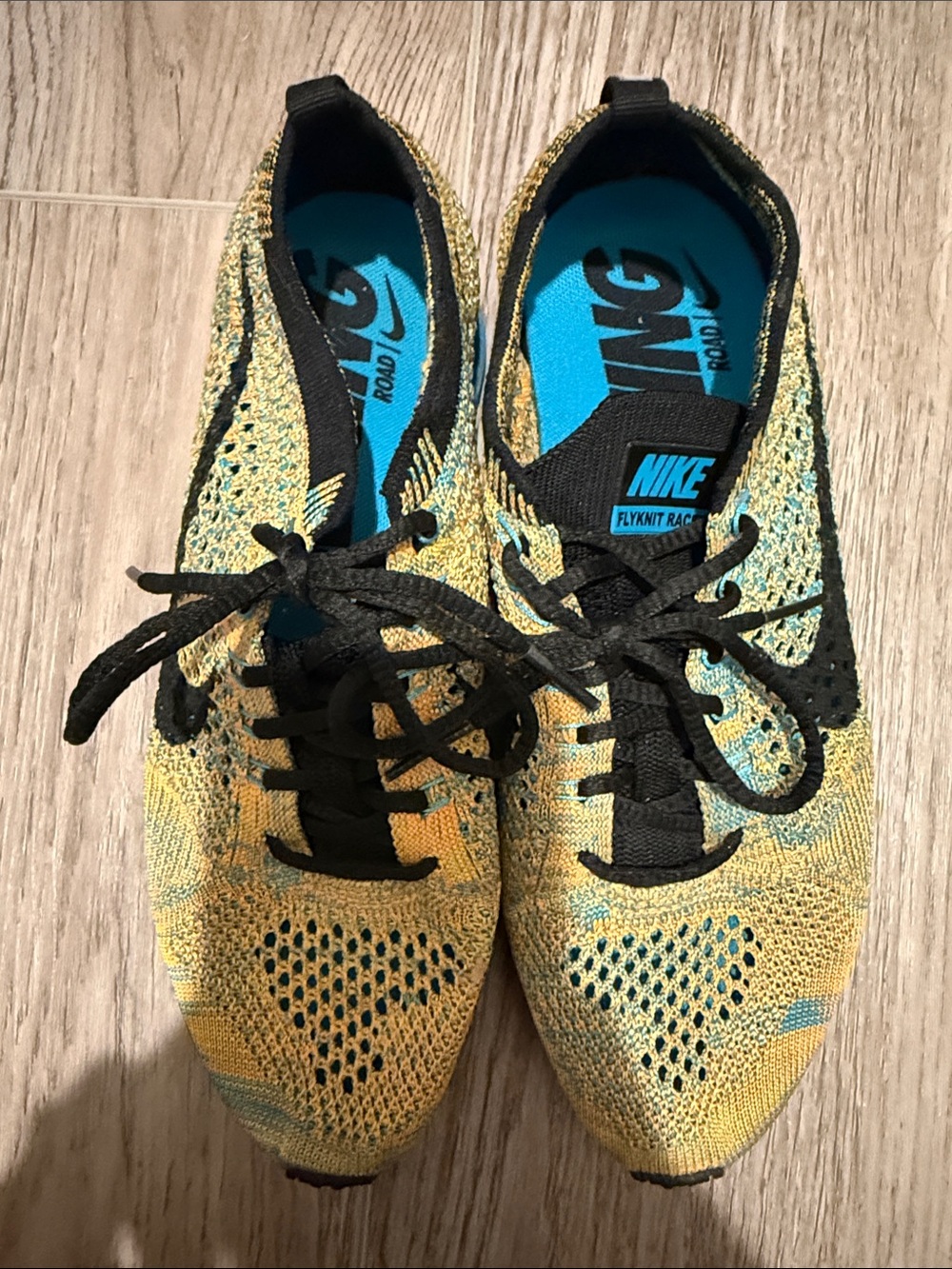 Nike Flyknit Racer Running Shoes — Yellow/Black
